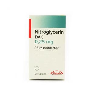 Nitroglycerin 0,25 mg - 25 resoribletter